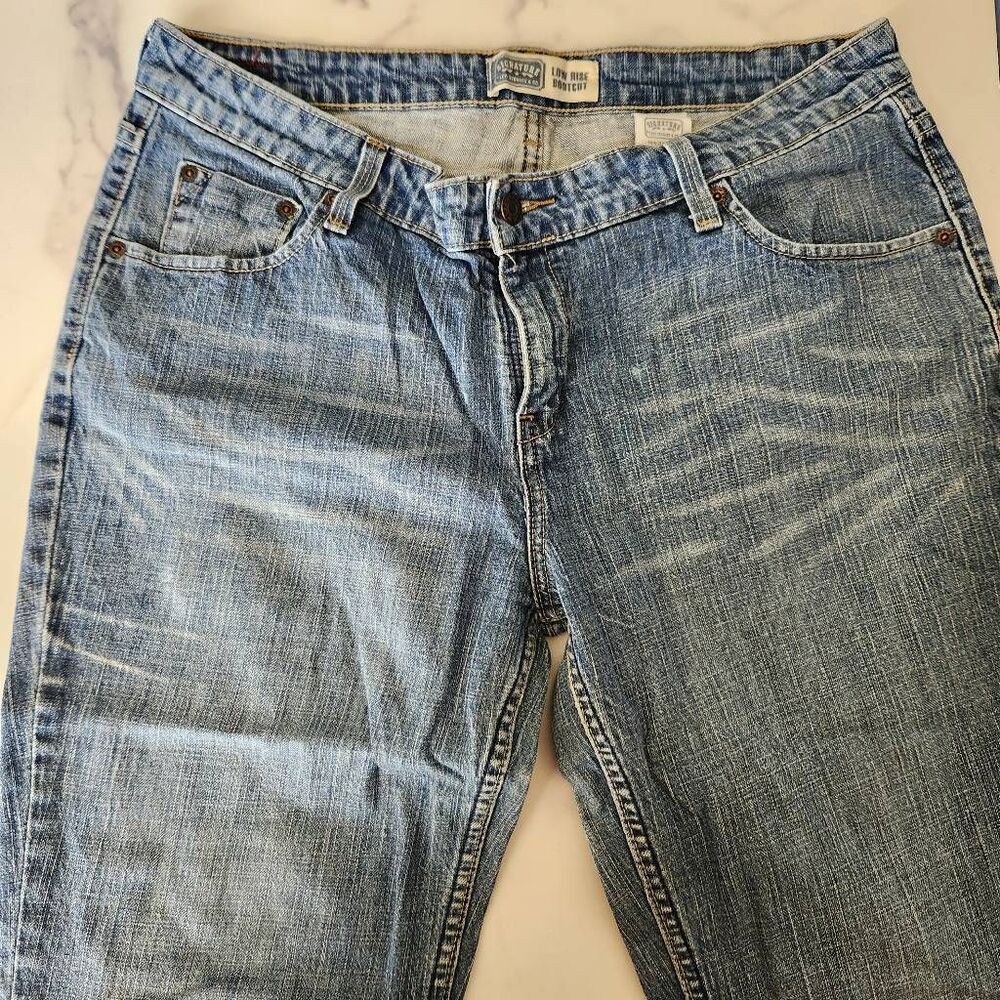 Levi Strauss signature misses 14 L low rise flared blue jeans